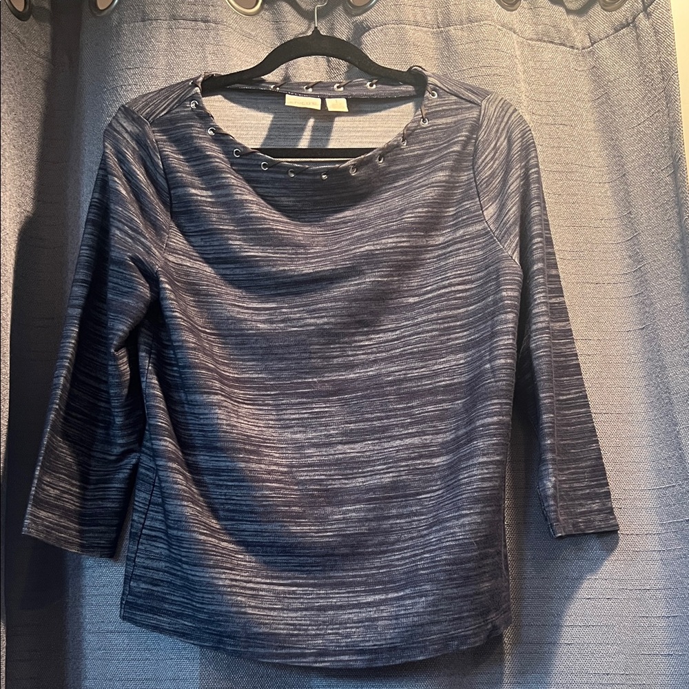 Chico's Navy Top with Grommet Accents
